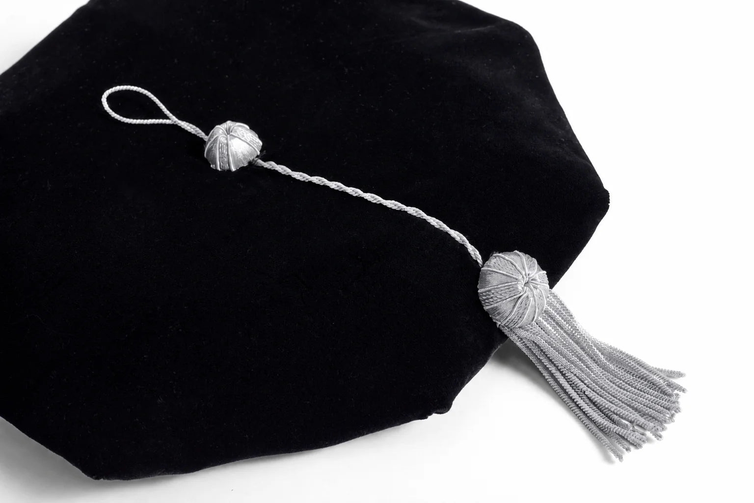 Ohio State University eight-corner black velvet doctoral tam with gray tassel