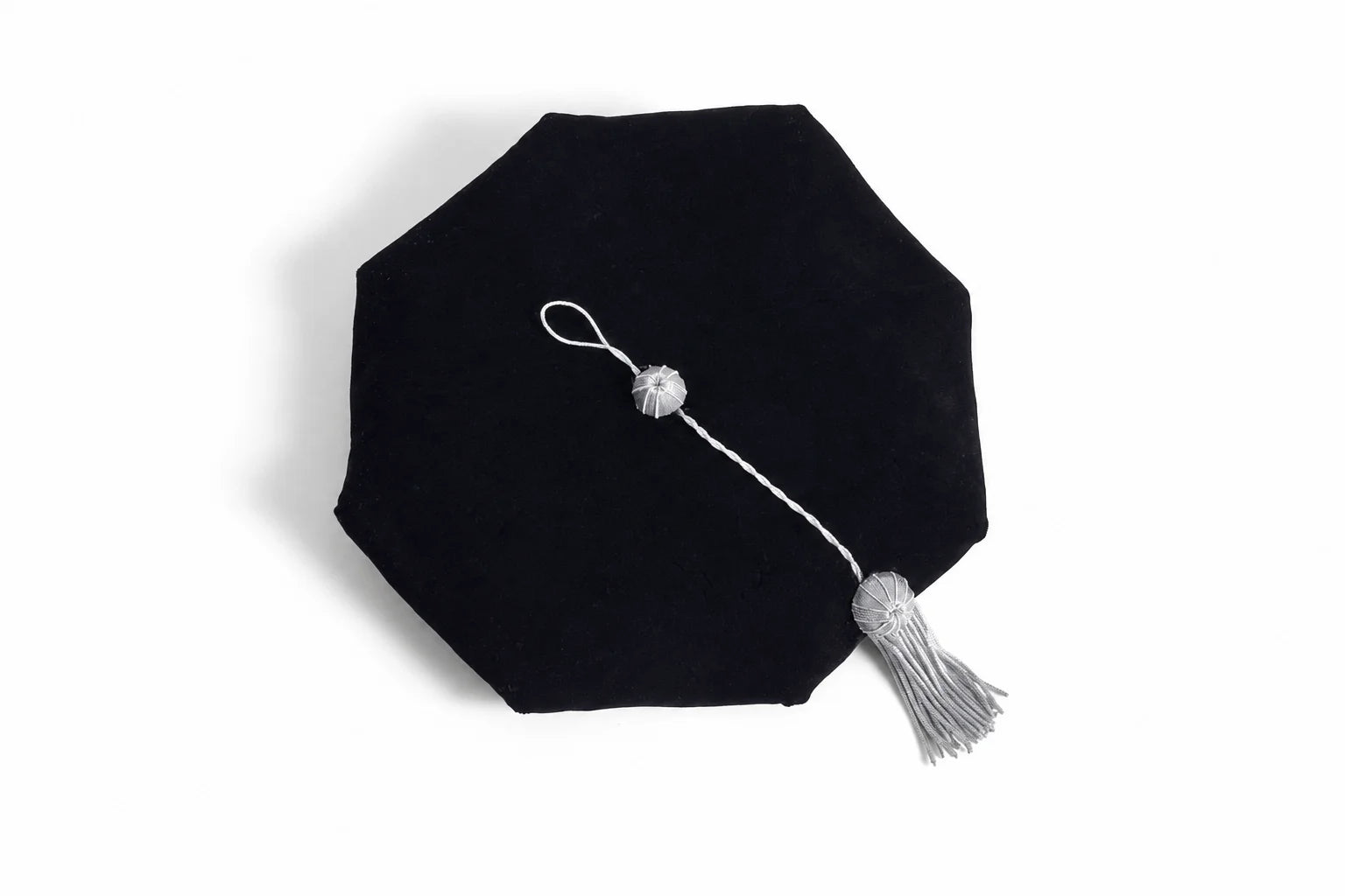 Ohio State University eight-corner black velvet doctoral tam with gray tassel