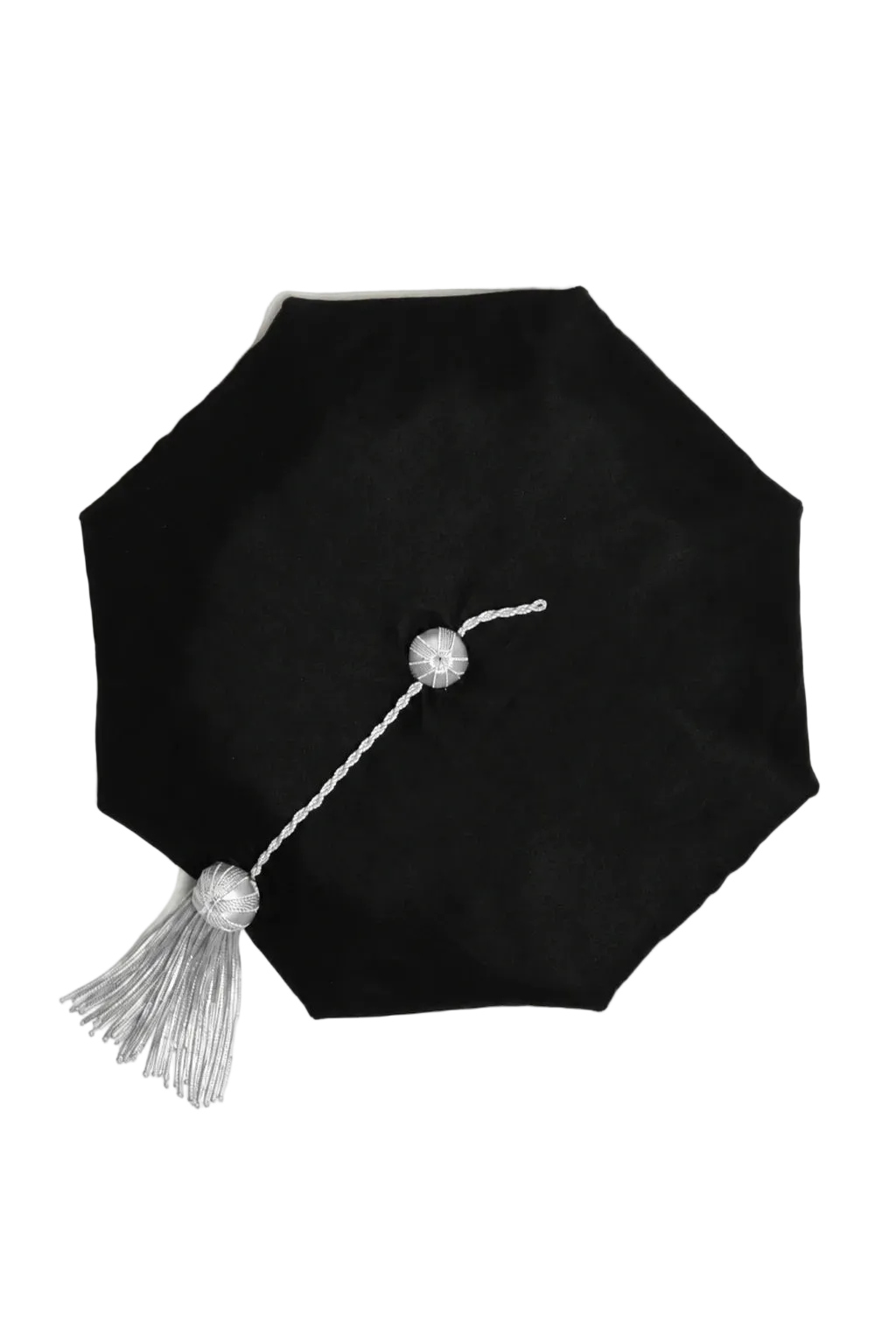 Ohio State University eight-corner black velvet doctoral tam with gray tassel