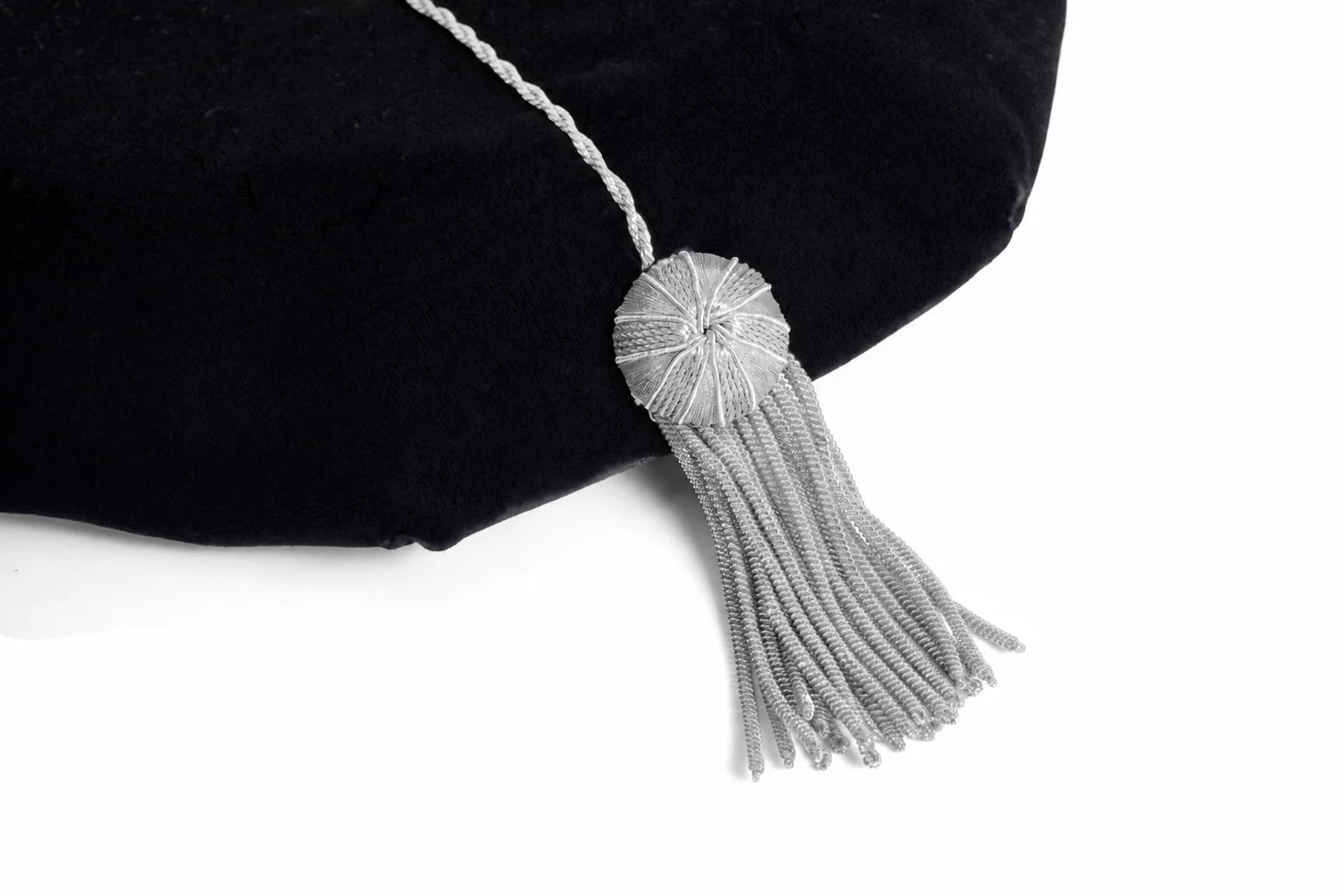 Ohio State University eight-corner black velvet doctoral tam with gray tassel