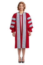 Ohio State University scarlet Ph.D. doctoral gown front view