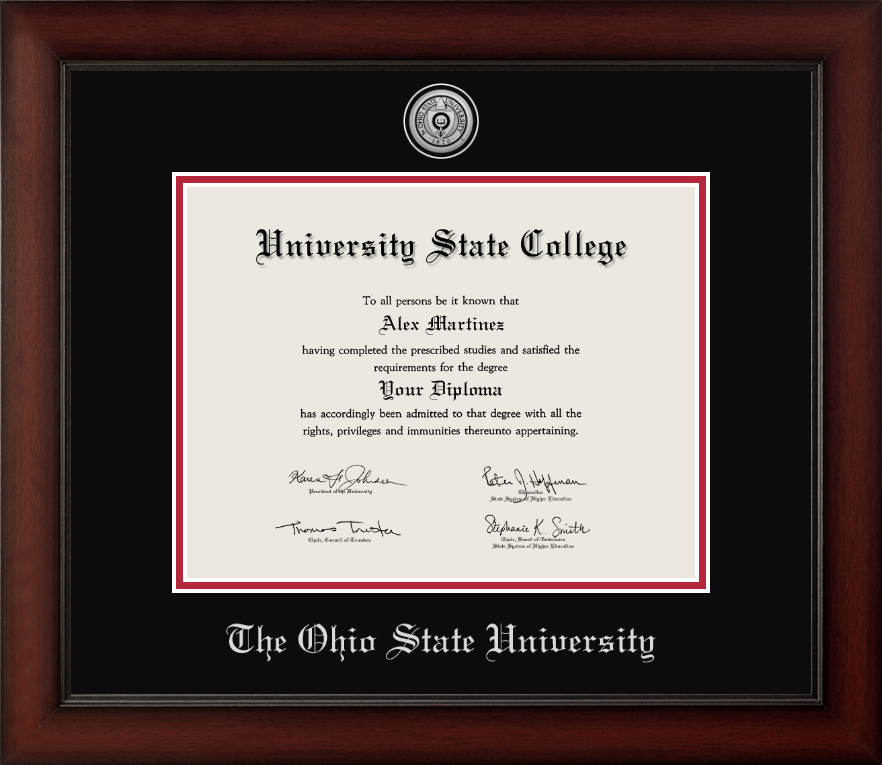 CAPGOWN | Ohio State University Medallion Diploma Frame for Bachelor's, Master's, and doctoral graduates. Designed and made in USA.