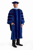 Pepperdine University complete doctoral regalia set with gown, hood, and tam