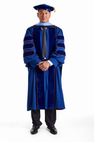 Pepperdine University complete doctoral regalia set with gown, hood, and tam