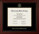 CAPGOWN | University of Pittsburgh Cherry Wood Diploma Frame for Bachelor, Master, and Doctoral Graduates. Designed and made in USA.