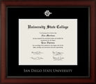 CAPGOWN | San Diego State University Cherry Wood Diploma Frame for Bachelor, Master, and Doctoral Graduates. Designed and made in USA.