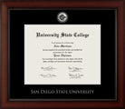 CAPGOWN | San Diego State University Medallion Diploma Frame for Bachelor, Master, and Doctoral Graduates. Designed and made in USA.