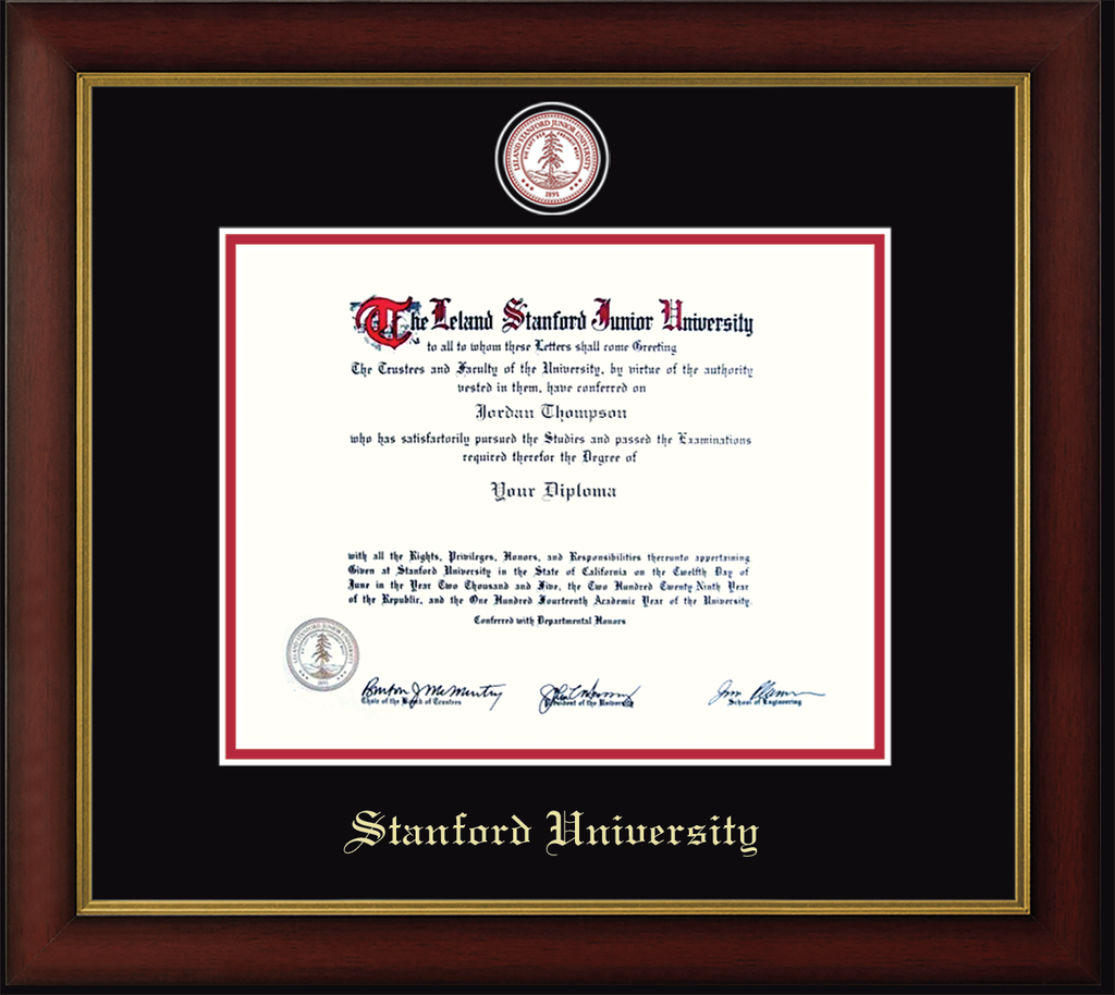 CAPGOWN | Stanford University Medallion Diploma Frame for Doctoral Graduates. Designed and made in USA.