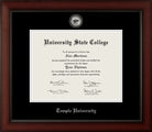CAPGOWN | Temple University Medallion Diploma Frame for Bachelor, Master, and Doctoral Graduates. Designed and made in USA.