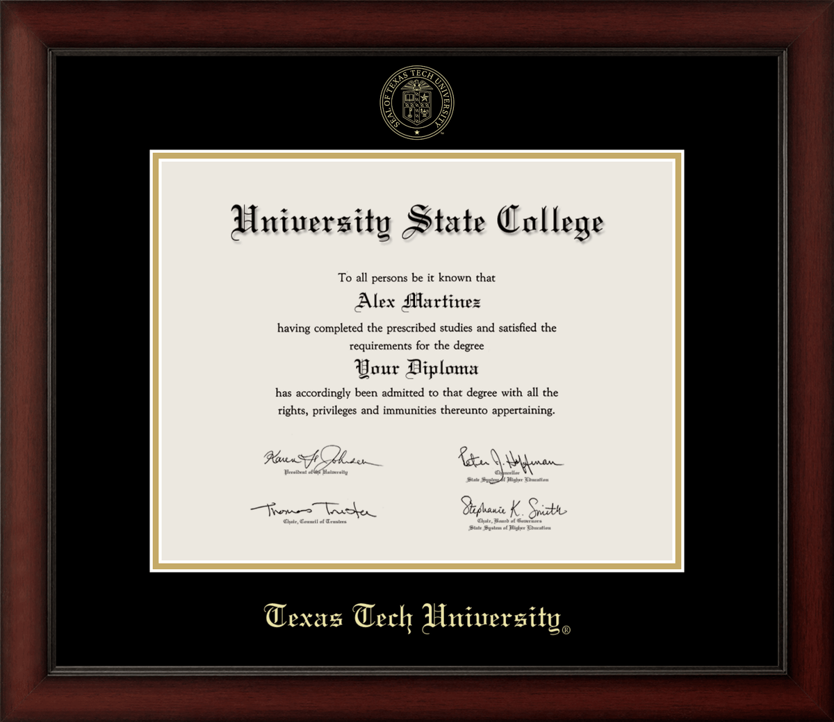 Marco de diploma de madera de cerezo de la Universidad de Minnesota 