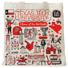 Texas Tech University tote bag with landmark drawings | CAPGOWN