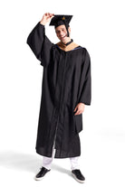 UBIS Master’s Regalia Set – includes black master’s gown with pockets, mortarboard cap with year-dated tassel, UBIS Master of Business Administration hood , and matching sash for official graduation ceremony.