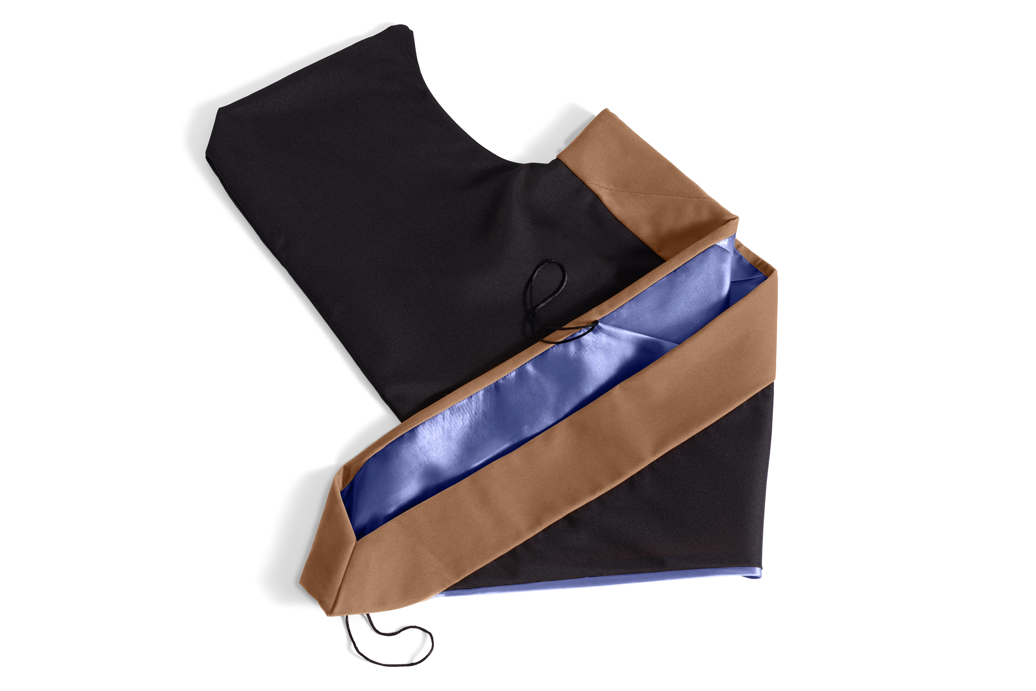 UBIS Master’s Regalia Set – includes black master’s gown with pockets, mortarboard cap with year-dated tassel, UBIS Master of Business Administration hood , and matching sash for official graduation ceremony.