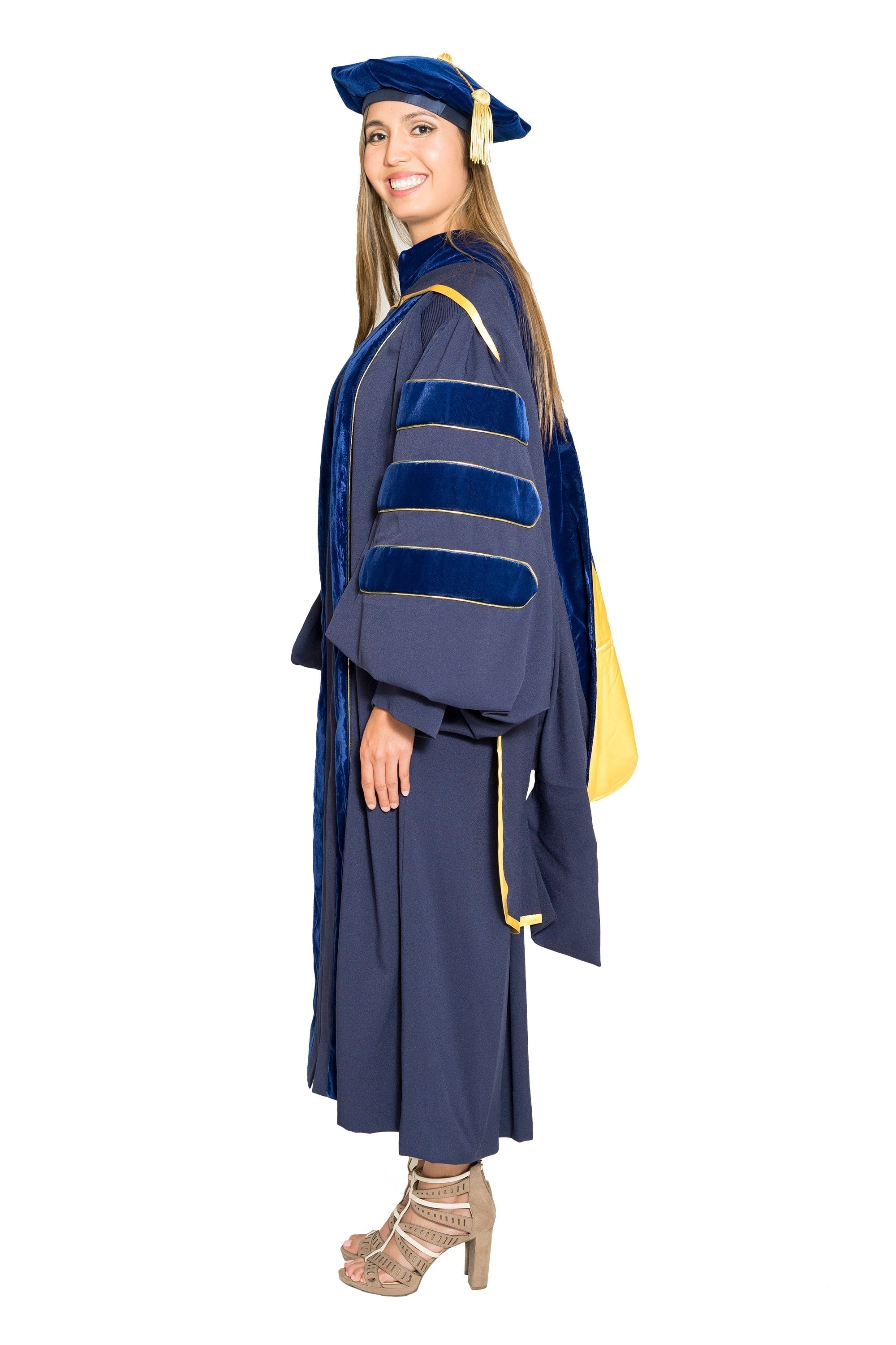 UC Santa Barbara Complete Doctoral Regalia - Doctoral Gown, PhD & M.D. Hood, and 8-sided Cap (Tam) with Tassel