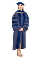 UCLA Complete Doctoral Regalia - Doctoral Gown, PhD & M.D. Hood, and 8-sided Cap (Tam) with Tassel