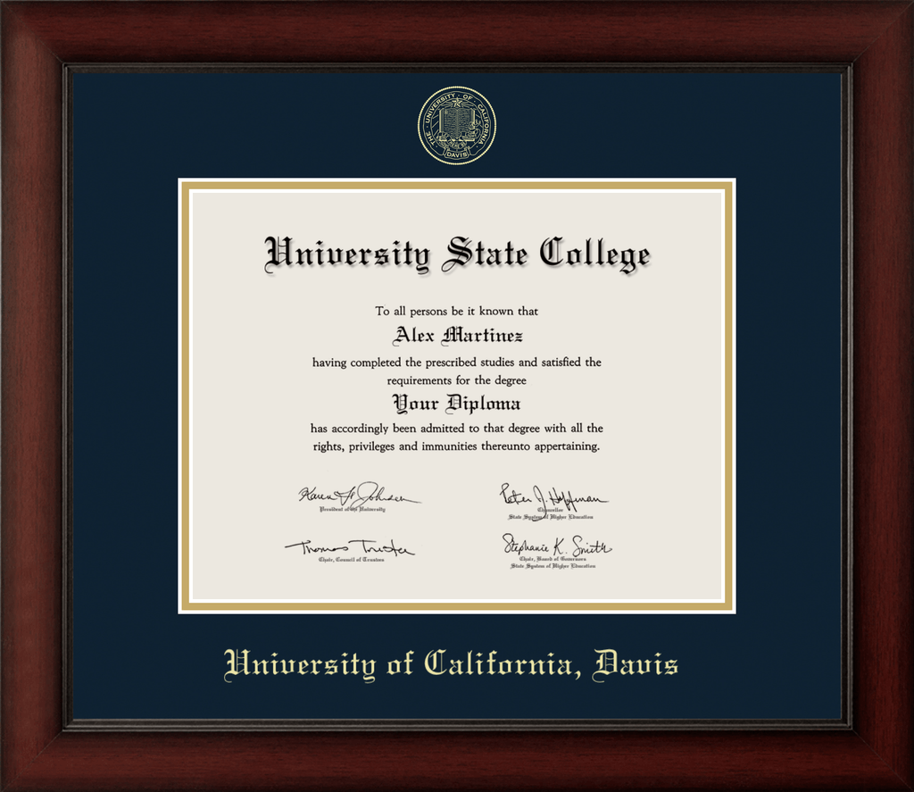 CAPGOWN | UC Davis Cherry Wood Diploma Frame for Doctoral Graduates. Designed and made in USA.