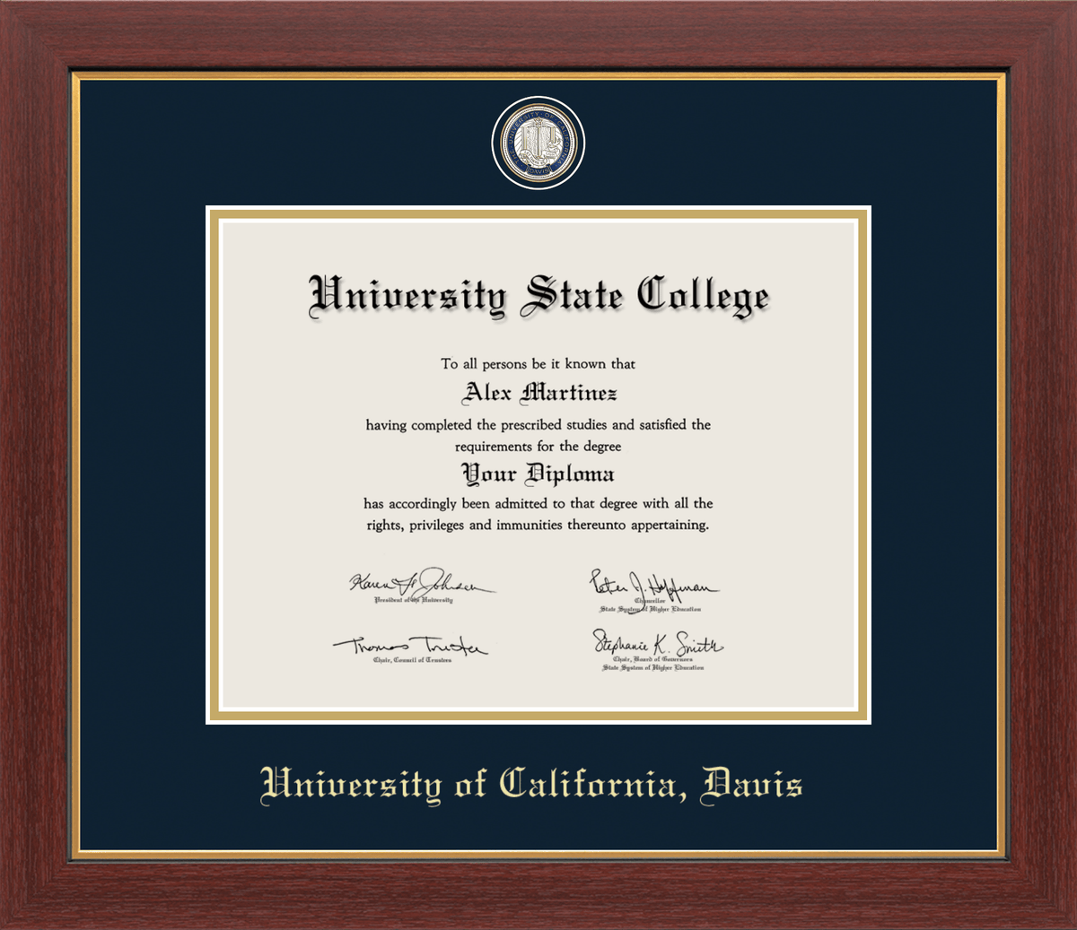 Marco del diploma medallón de UC Davis