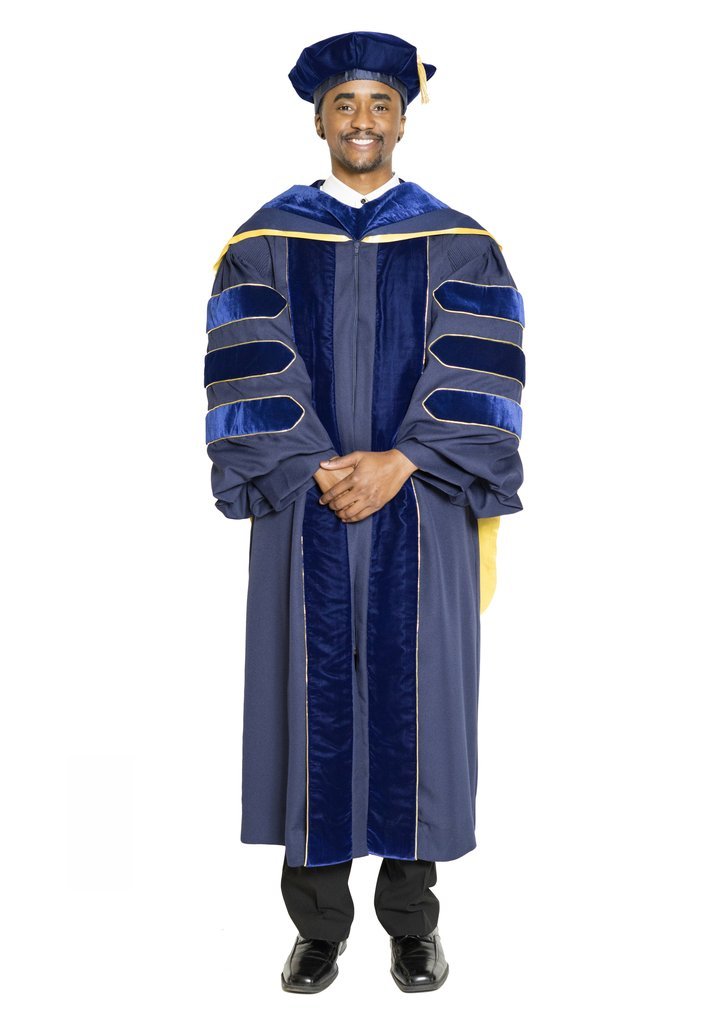 Deluxe Doctoral Graduation Gown with Gold Piping Plus Doctoral Tam and –  MyGradDay