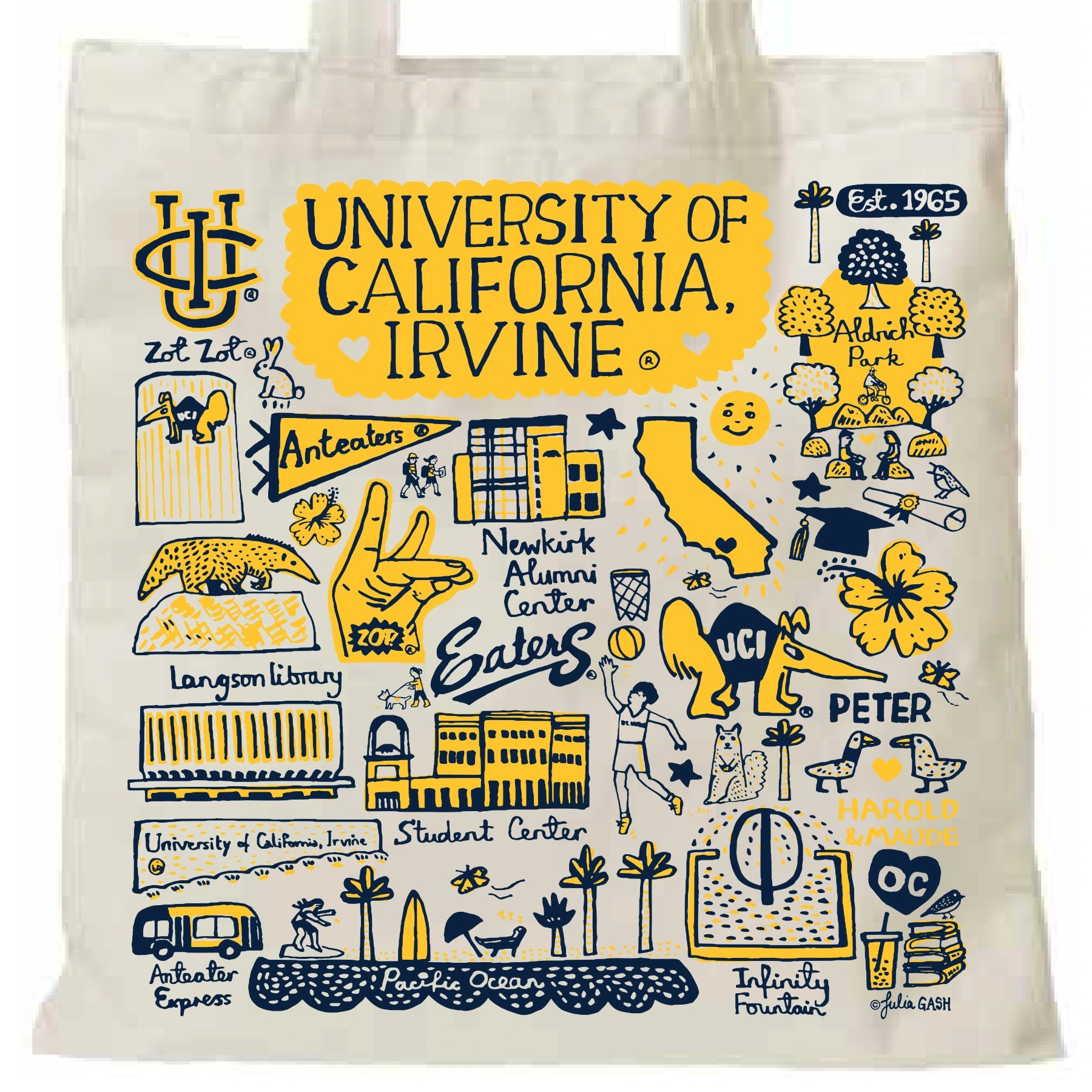 UC Irvine tote bag with landmark drawings | CAPGOWN