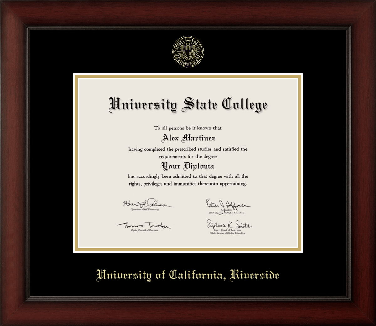 UC Riverside Cherry Wood Diploma Frame