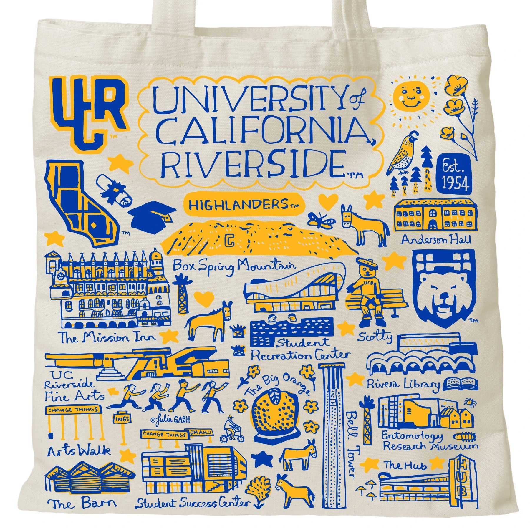 UC Riverside tote bag with landmark drawings | CAPGOWN