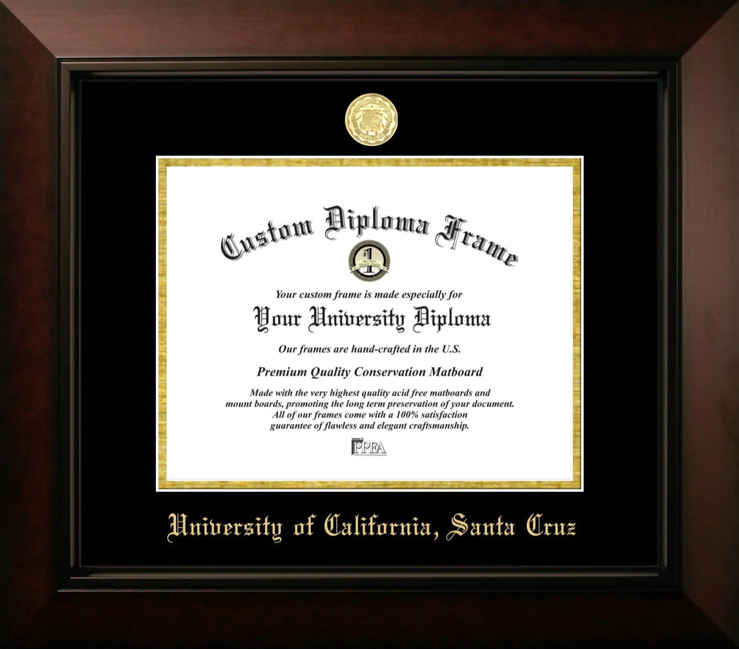 CAPGOWN | UC Santa Cruz Legacy Diploma Frame for Doctoral Graduates. Designed and made in USA.