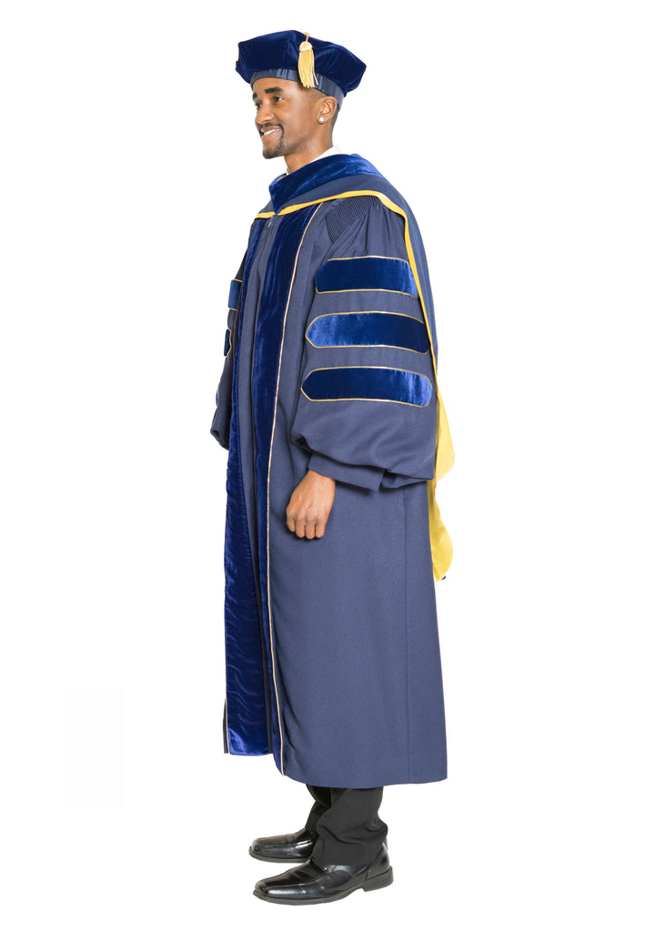 UC Berkeley Doctoral Gown, PhD Hood, & 8-Sided Cap Regalia Set