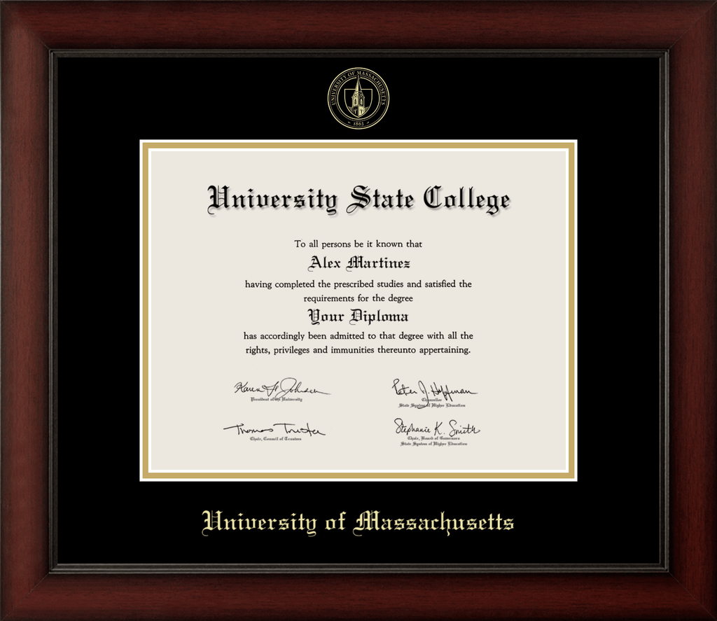 CAPGOWN | UMass Amherst Cherry Wood Diploma Frame for Doctoral Graduates. Designed and made in USA.