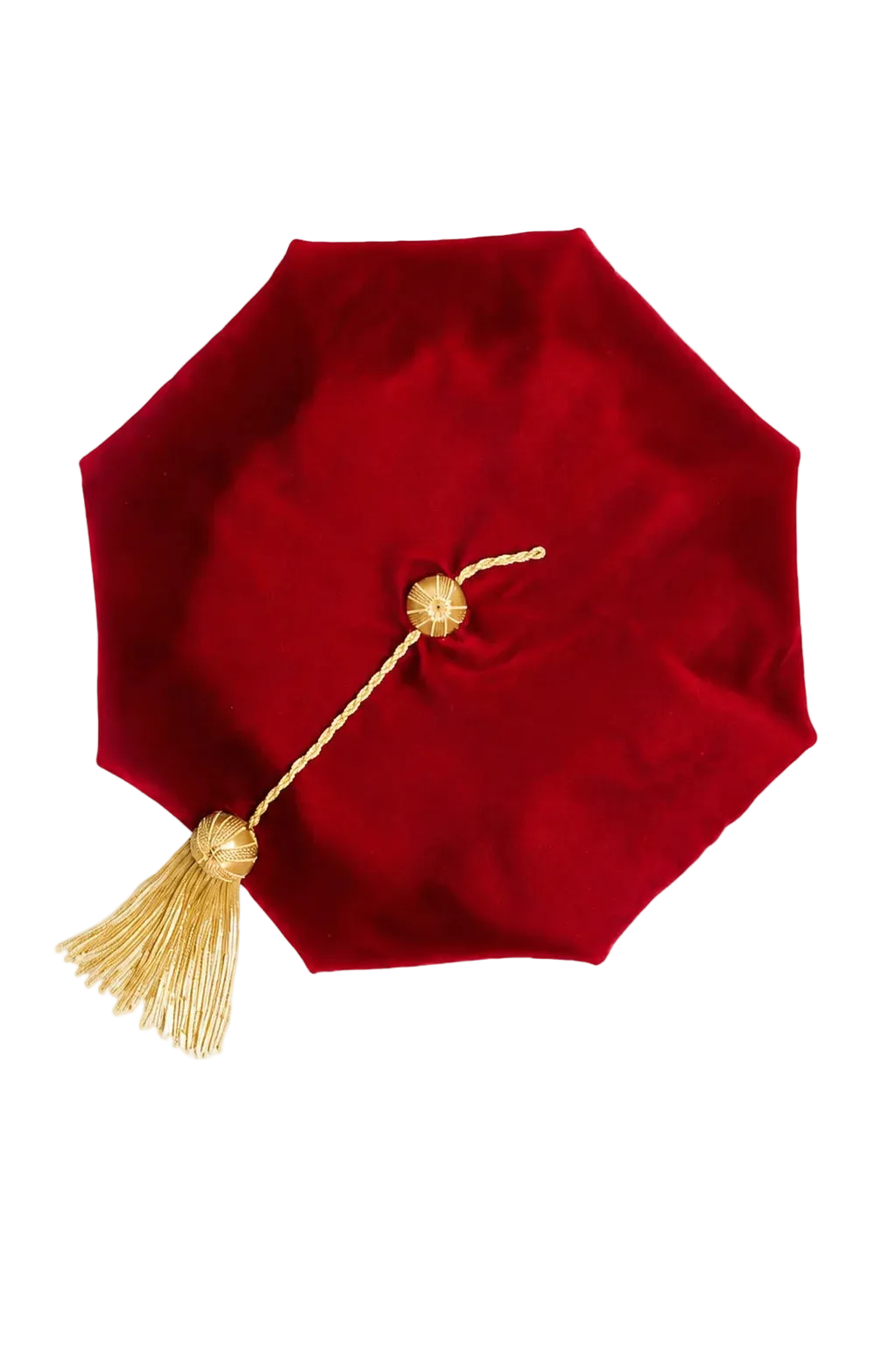 USC eight-sided rouge velvet doctoral tam with gold bullion tassel