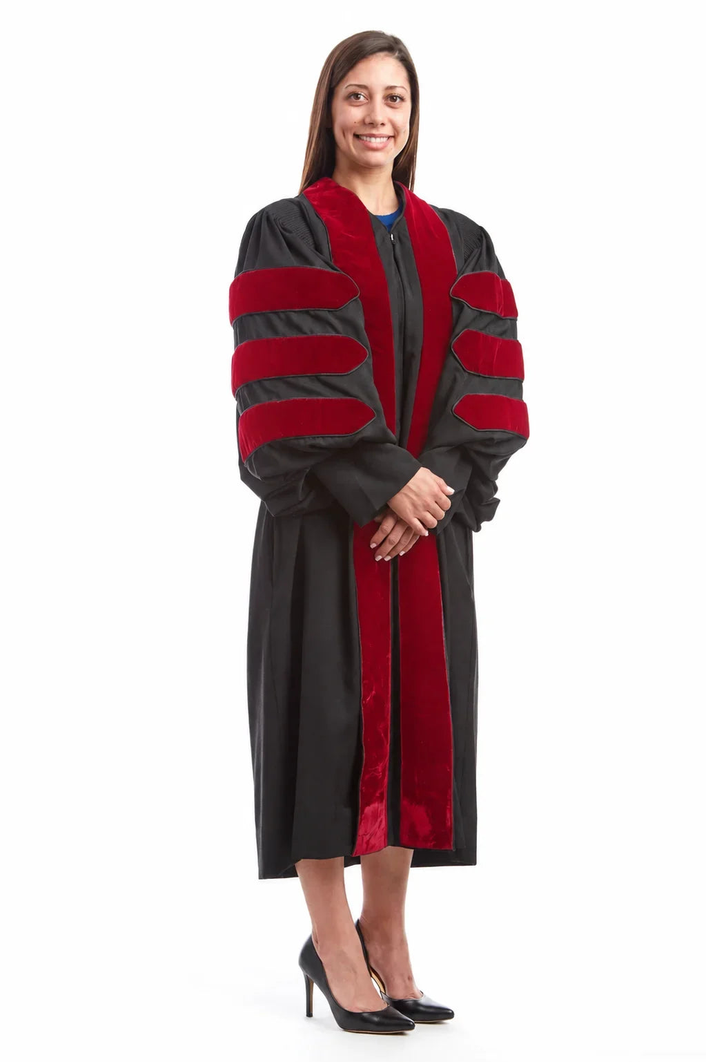 Side view of the University of New Mexico doctoral gown