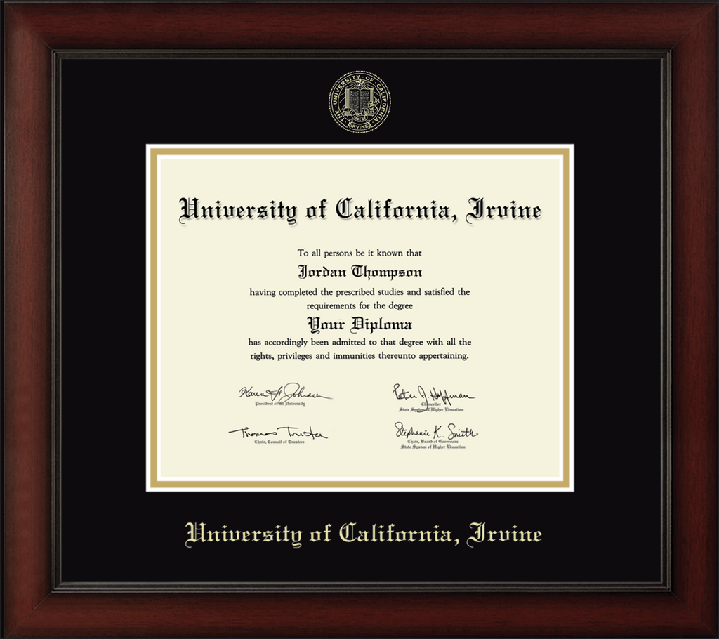 CAPGOWN | UC Irvine Cherry Wood Diploma Frame for Doctoral Graduates. Designed and made in USA.