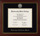 CAPGOWN | UC Merced Medallion Diploma Frame for Doctoral Graduates. Designed and made in USA.