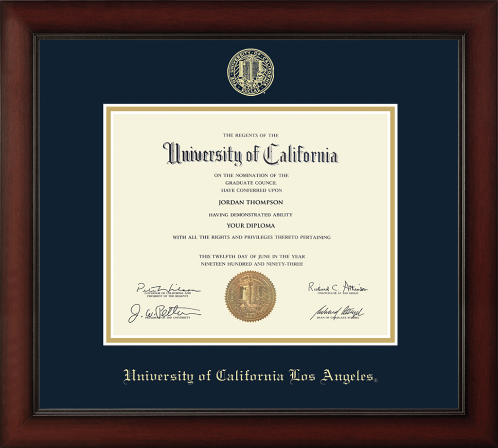 CAPGOWN | UCLA Cherry Wood Diploma Frame for Doctoral Graduates. Designed and made in USA.