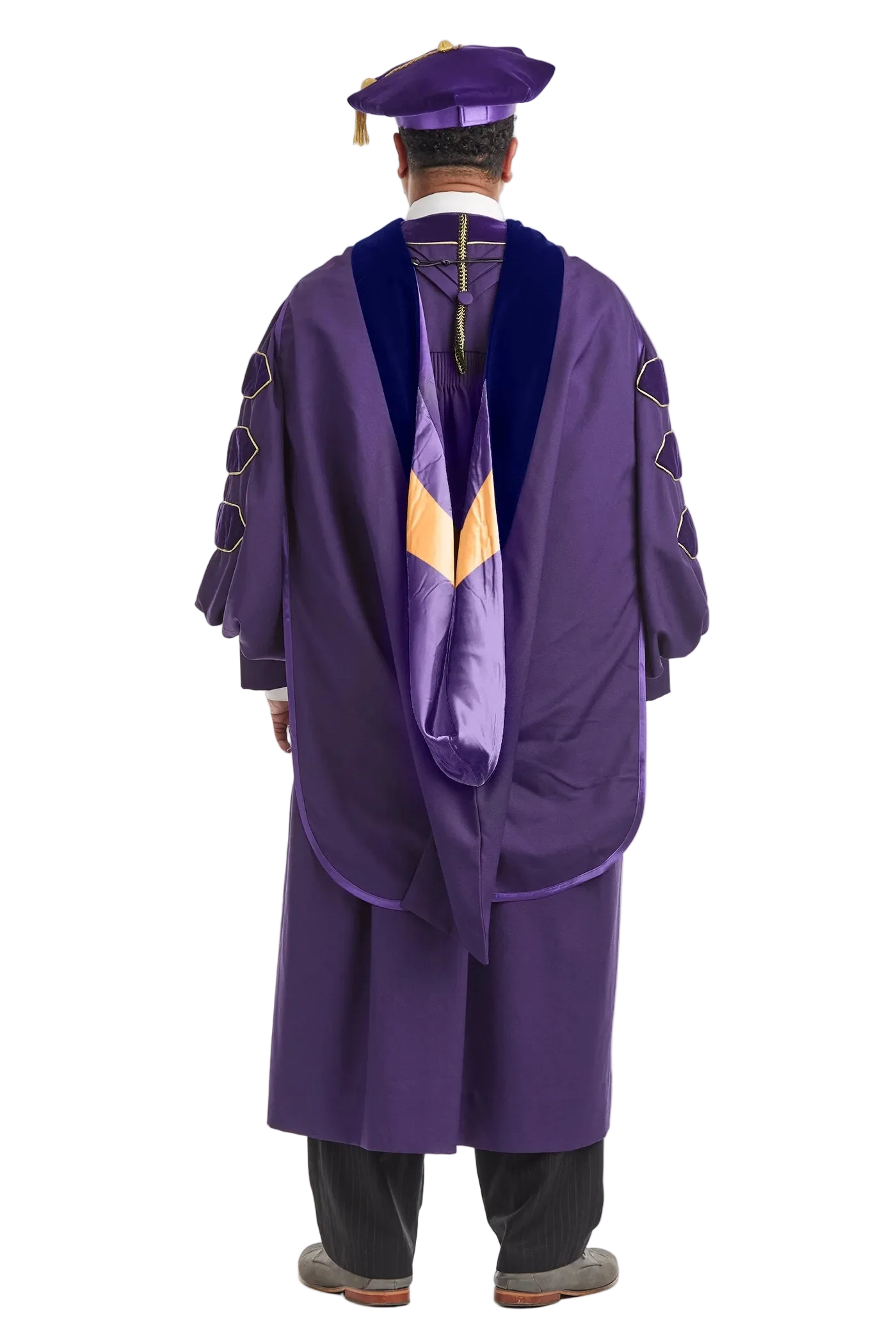 Louisiana State University PhD Regalia Set: Doctoral Gown, Hood, and Eight-Sided Doctoral Tam with Tassel