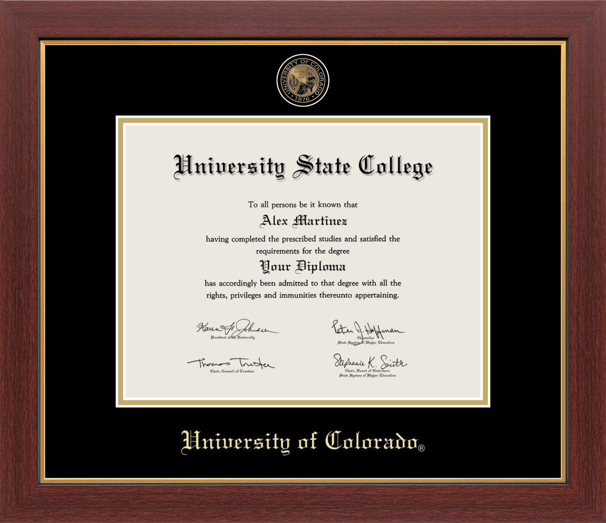 Marco del diploma Medallion de la Universidad de Colorado en Boulder 