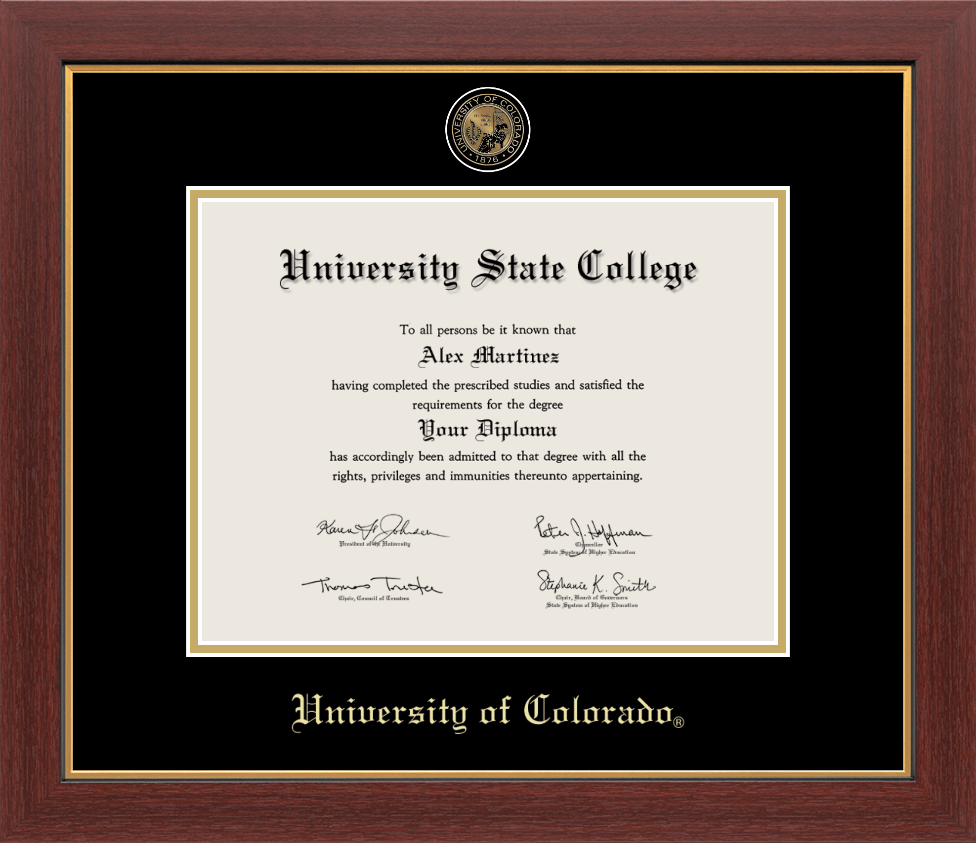 CAPGOWN | University of Colorado at Boulder Medallion Diploma Frame for Doctoral Graduates. Designed and made in USA.