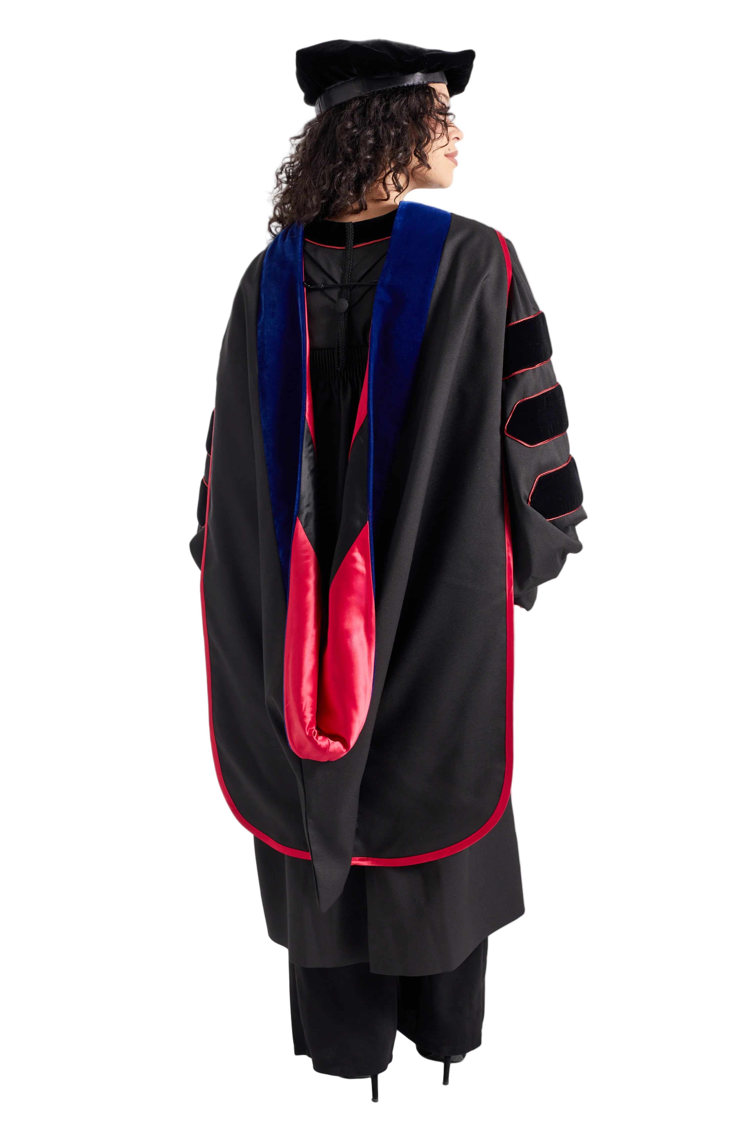 University of Georgia PhD Regalia Set. Doctoral Gown, Hood, and Eight Sided Doctoral Tam with Tassel