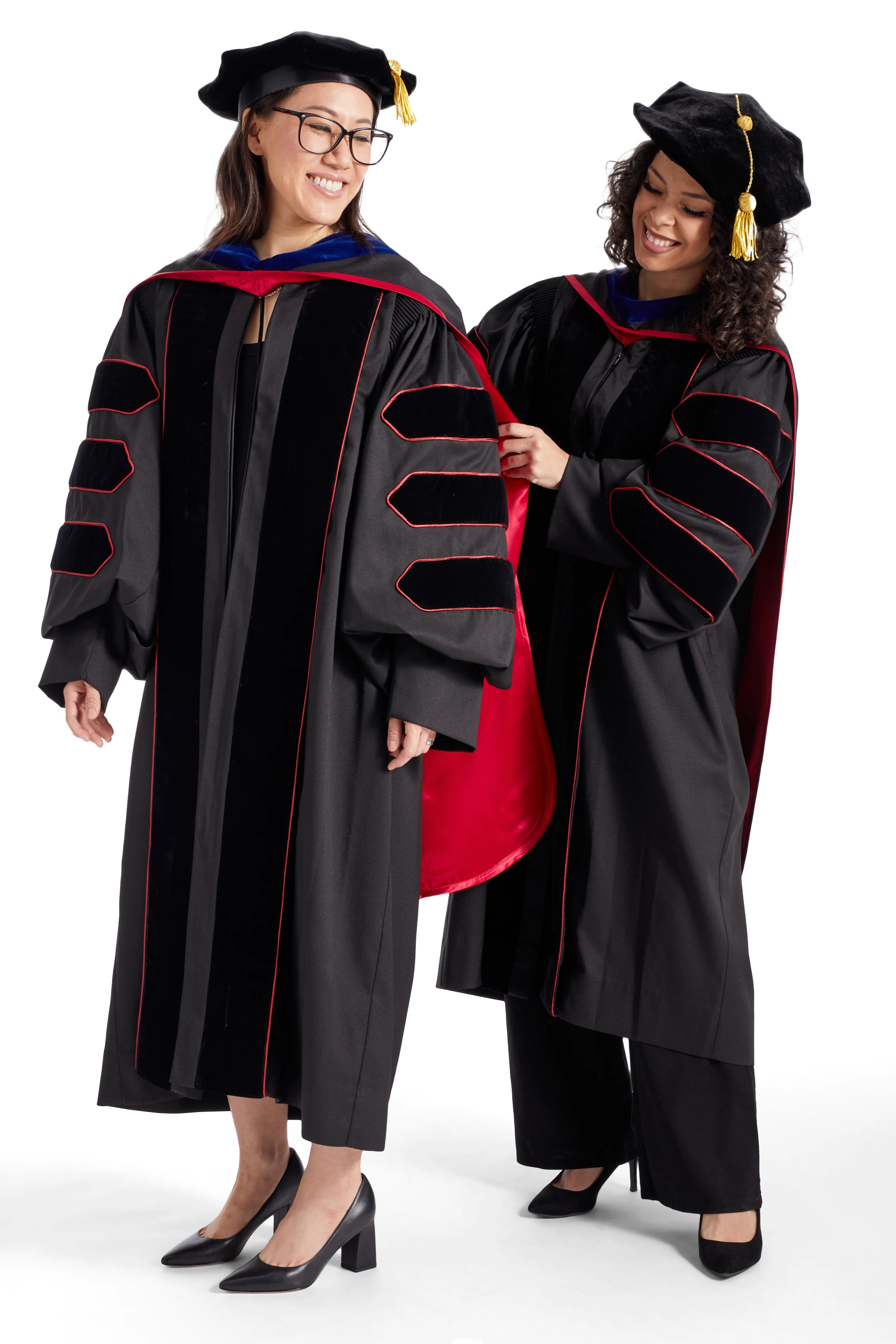 University of Georgia PhD Regalia Set. Doctoral Gown, Hood, and Eight Sided Doctoral Tam with Tassel