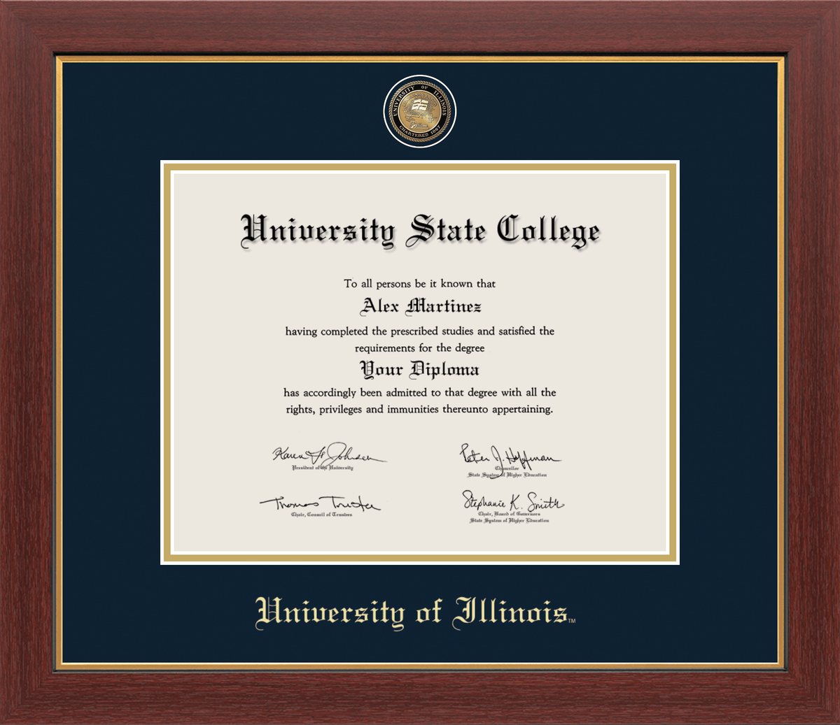 Marco del diploma medallón de la Universidad de Minnesota
