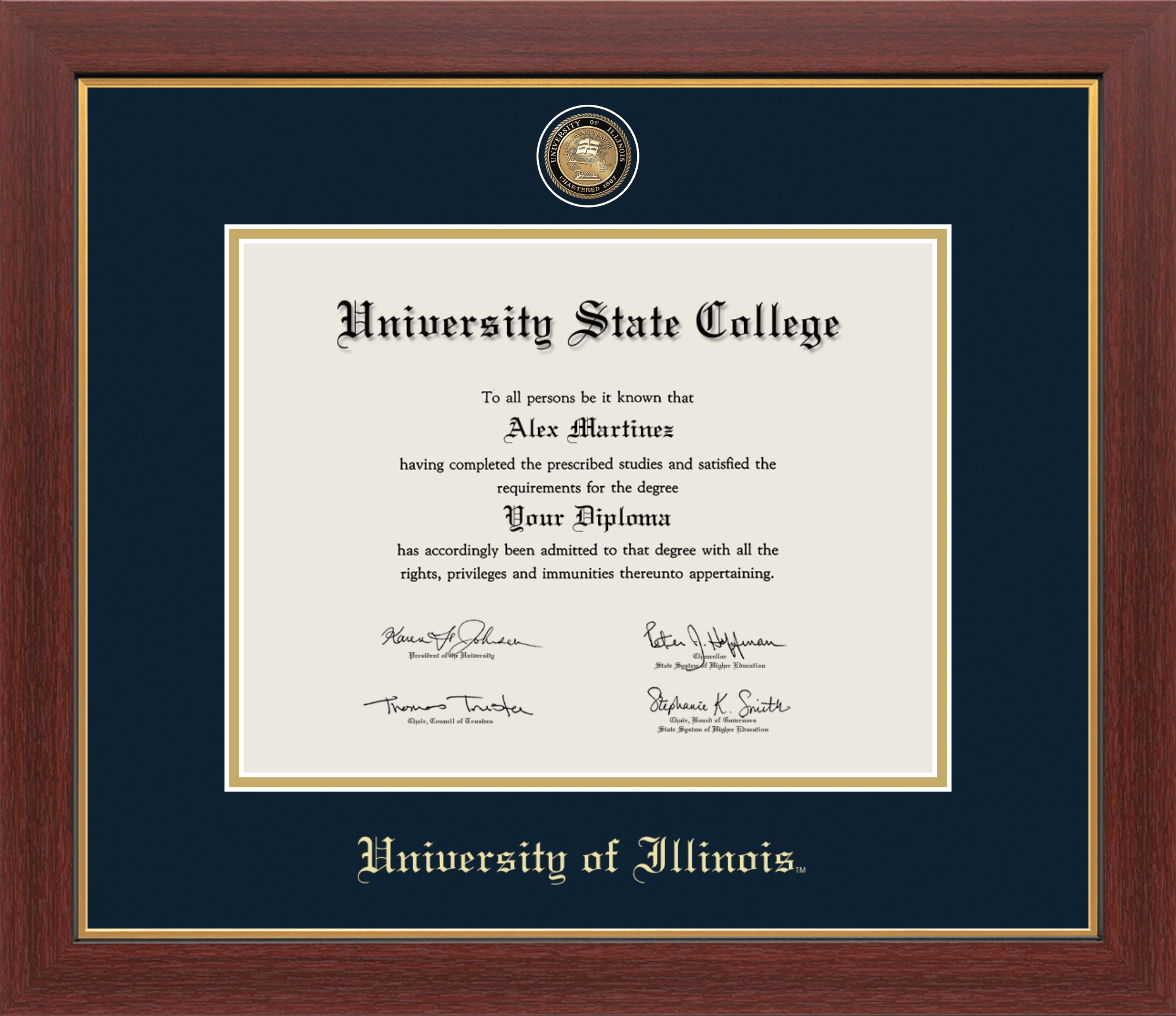 CAPGOWN | University of Illinois Urbana-Champaign Medallion Diploma Frame for Doctoral Graduates. Designed and made in USA.