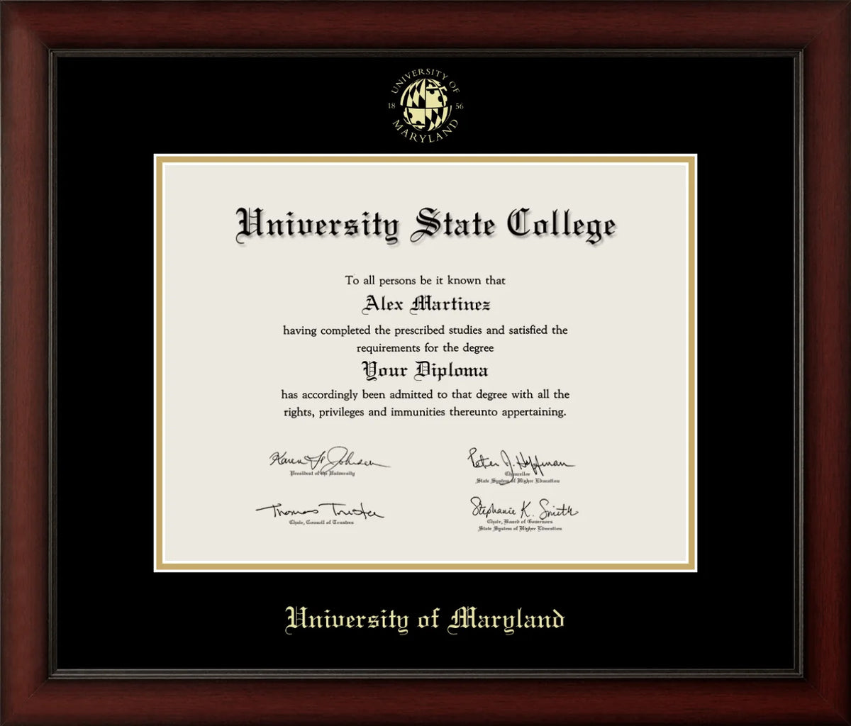 Marco de diploma de madera de cerezo UC Merced 