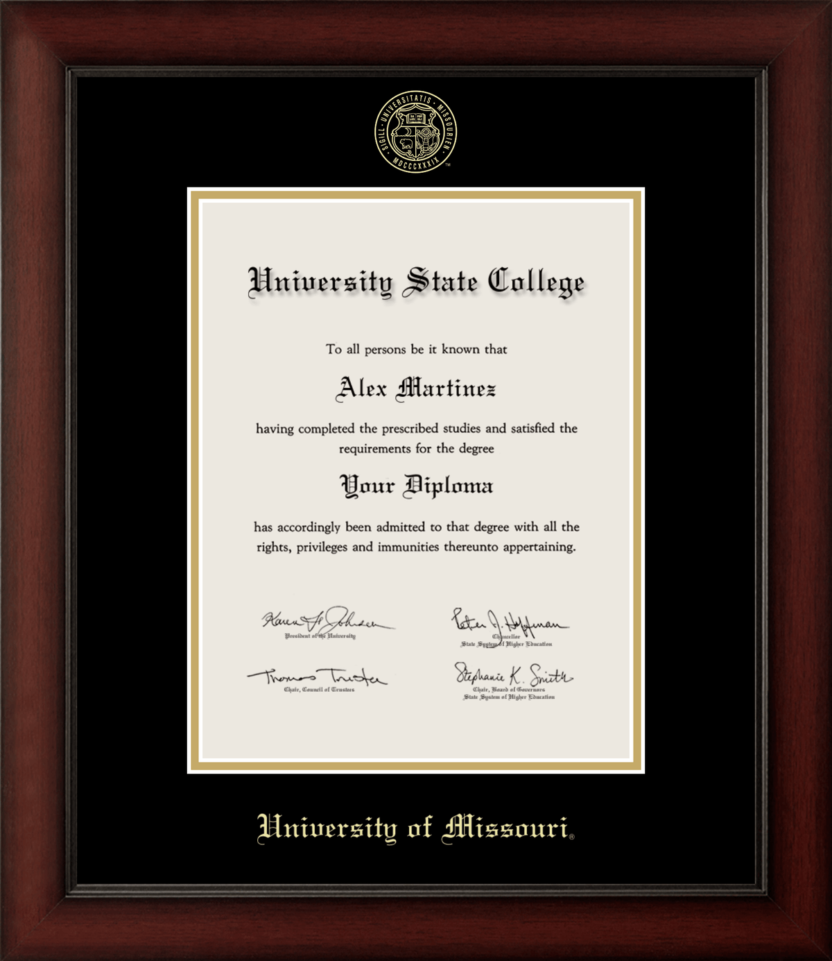 Marco de diploma de madera de cerezo de la Universidad de Minnesota 