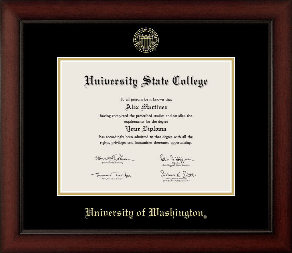 CAPGOWN | University of Washington Cherry Wood Diploma Frame for Doctoral Graduates. Designed and made in USA.