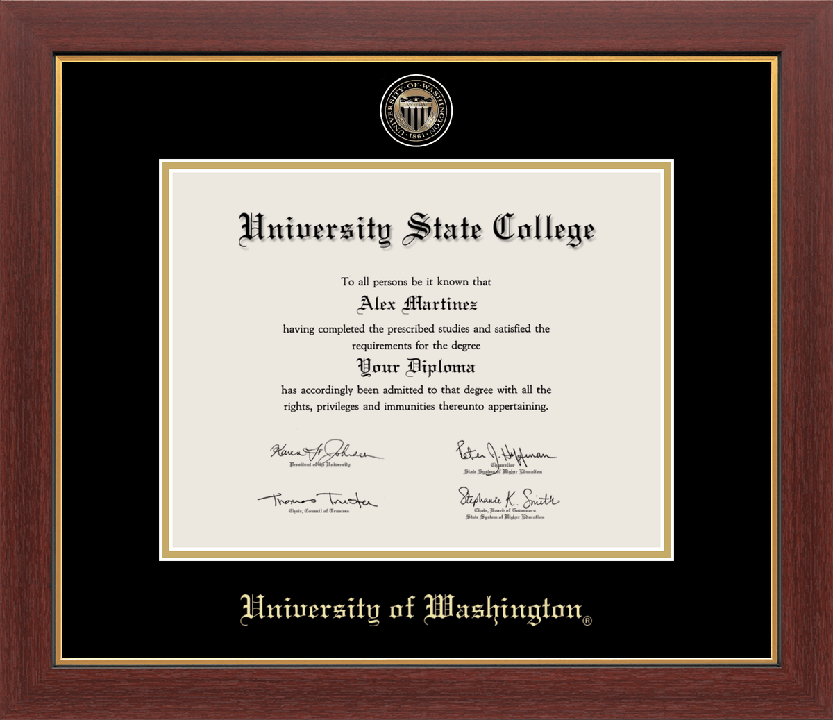 Marco del diploma Medallón de la Universidad de Washington