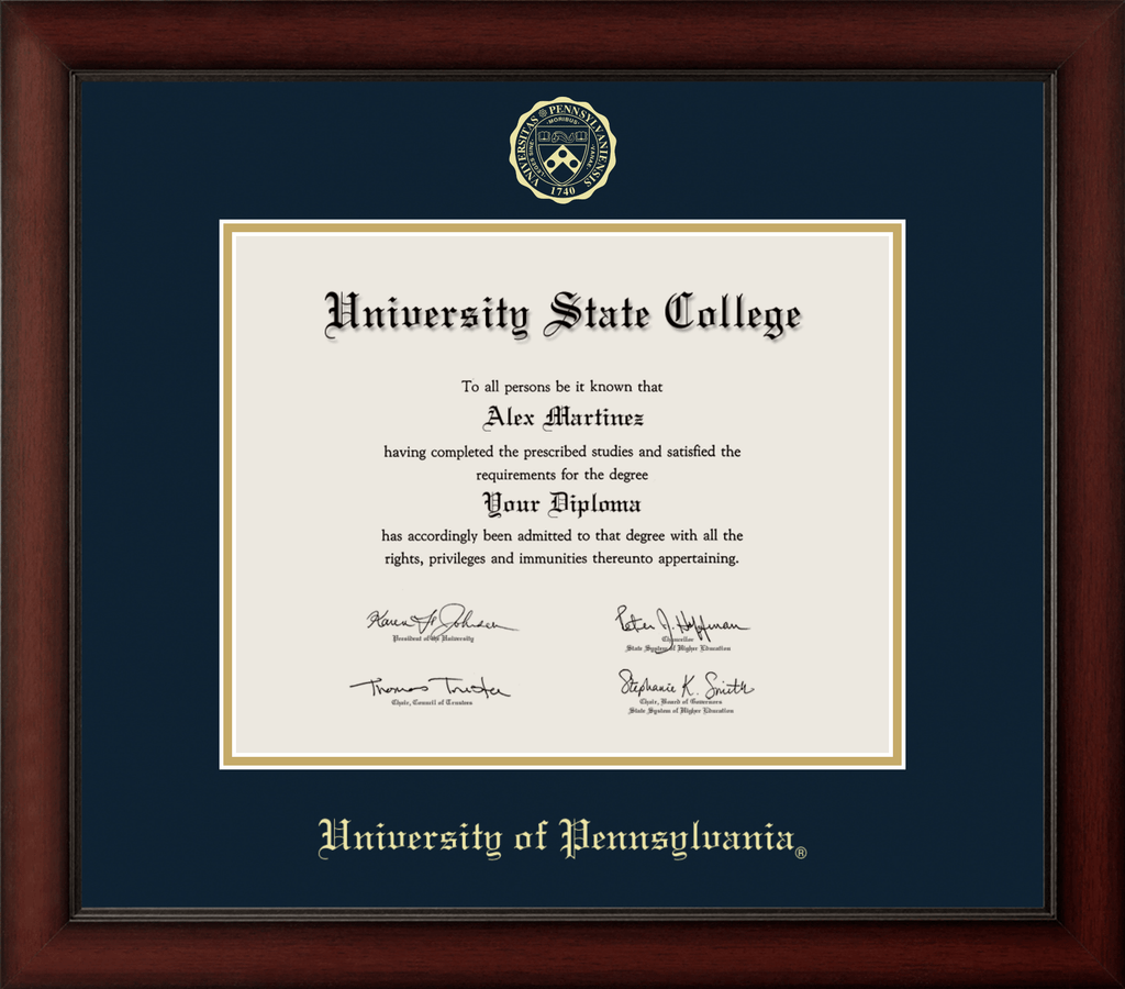 CAPGOWN | University of Pennsylvania Cherry Wood Diploma Frame for Doctoral Graduates. Designed and made in USA.