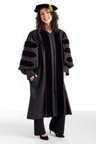 University of Louisville complete doctoral regalia set with gown, hood, and tam