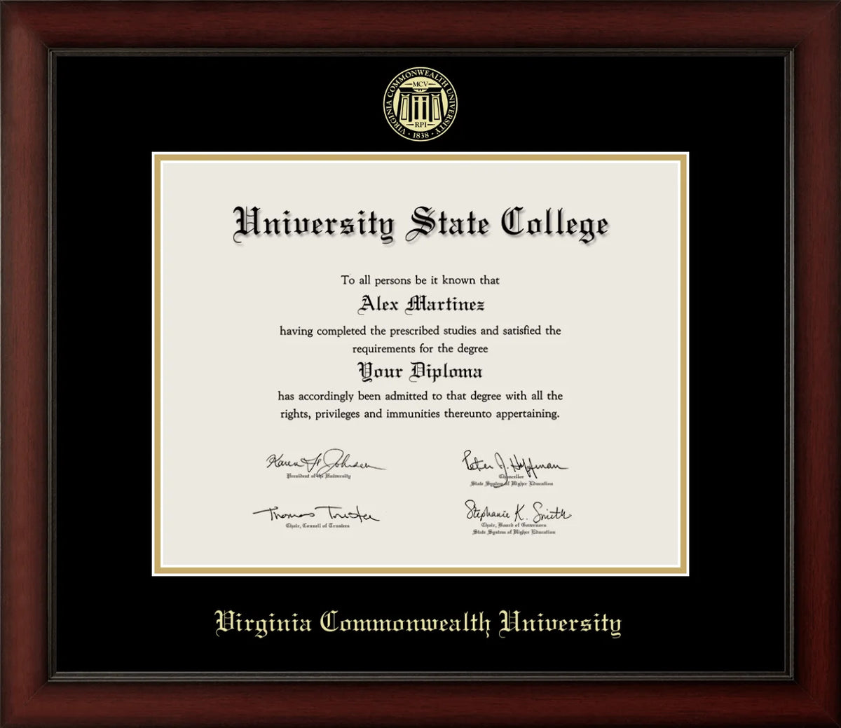 Marco de diploma de madera de cerezo UC Merced 
