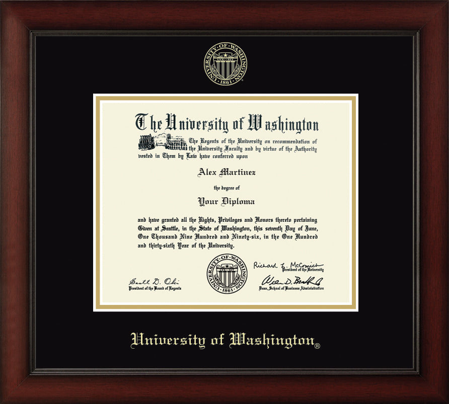 CAPGOWN | University of Washington Cherry Wood Diploma Frame for Doctoral Graduates. Designed and made in USA.