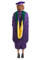 University of Washington Doctor of Medicine (M.D.) hood with green velvet — female model