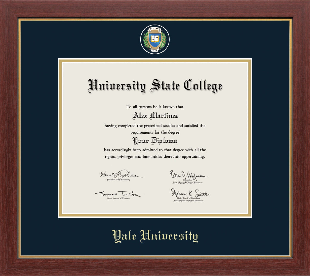 Marco del diploma Medalion de la Universidad de Yale